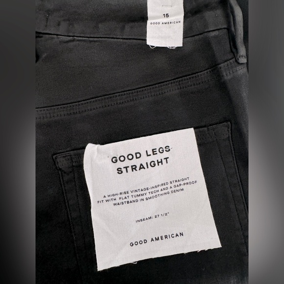 NWT Good American Coated Straight Leg Jeans, Size 15 (32 inch waist) - Picture 12 of 14